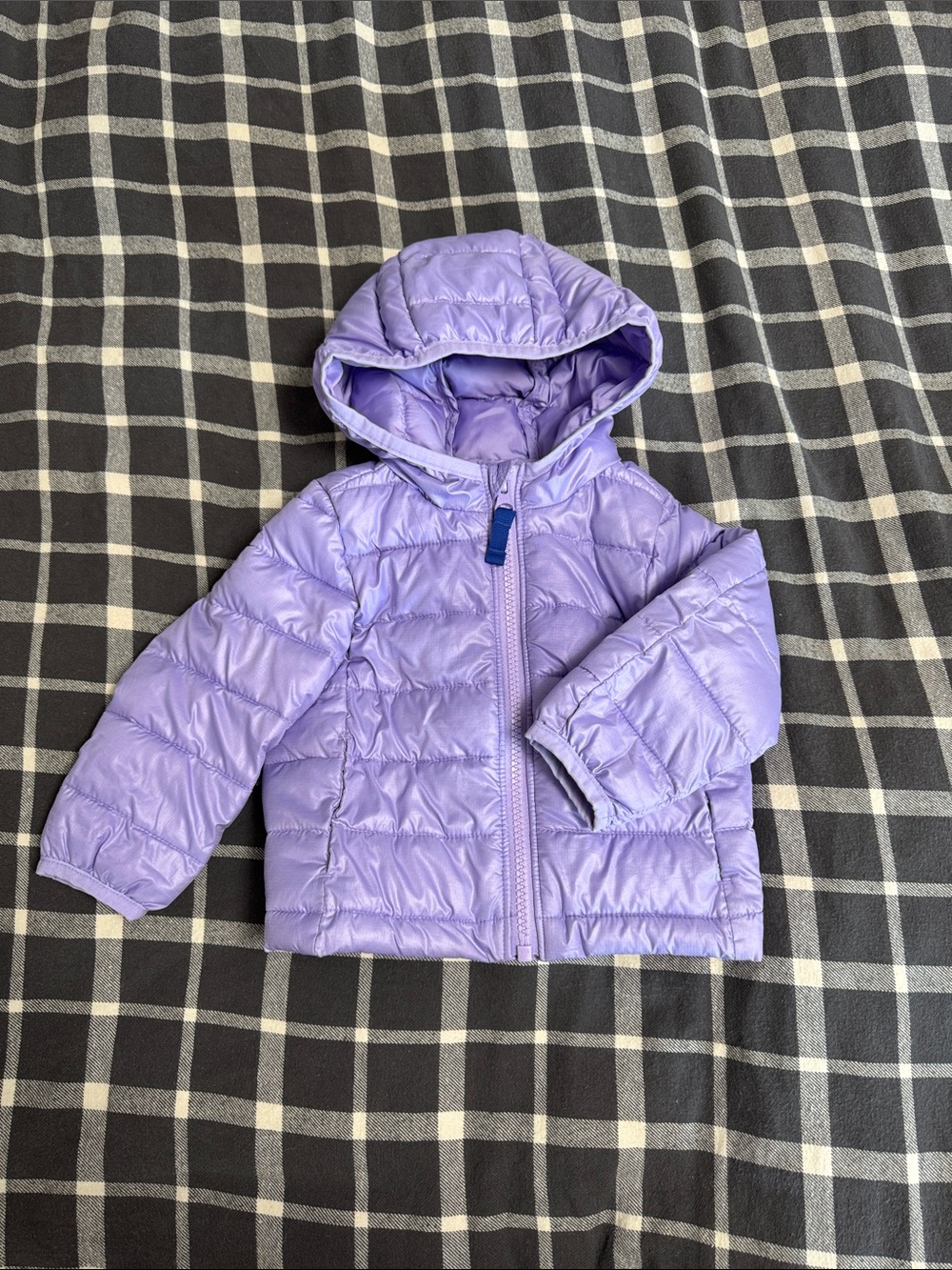 Primary Lilac Hooded Puffer Jacket 6-12 months